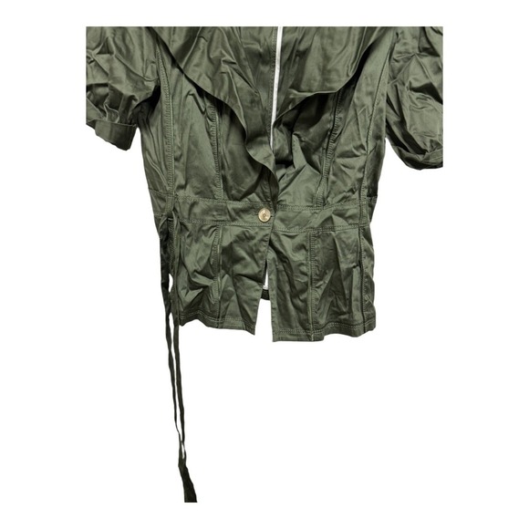 White House Black Market Green Short Sleeve Jacket Satin Material Size 6 - Picture 3 of 6
